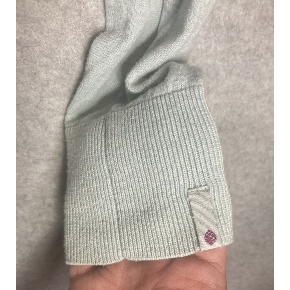 Stio W Sz M Full Zip Sweater Knit Hoodie Cotton Wool Blend Teal Light Blue - Picture 3 of 13